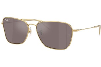 Solbriller Ray-Ban Caravan Reverse RBR0102S 001/LB Polarized Rektangulær Guld