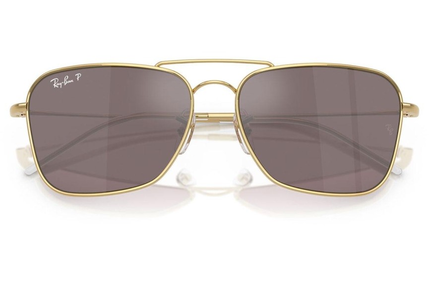 Solbriller Ray-Ban Caravan Reverse RBR0102S 001/LB Polarized Rektangulær Guld