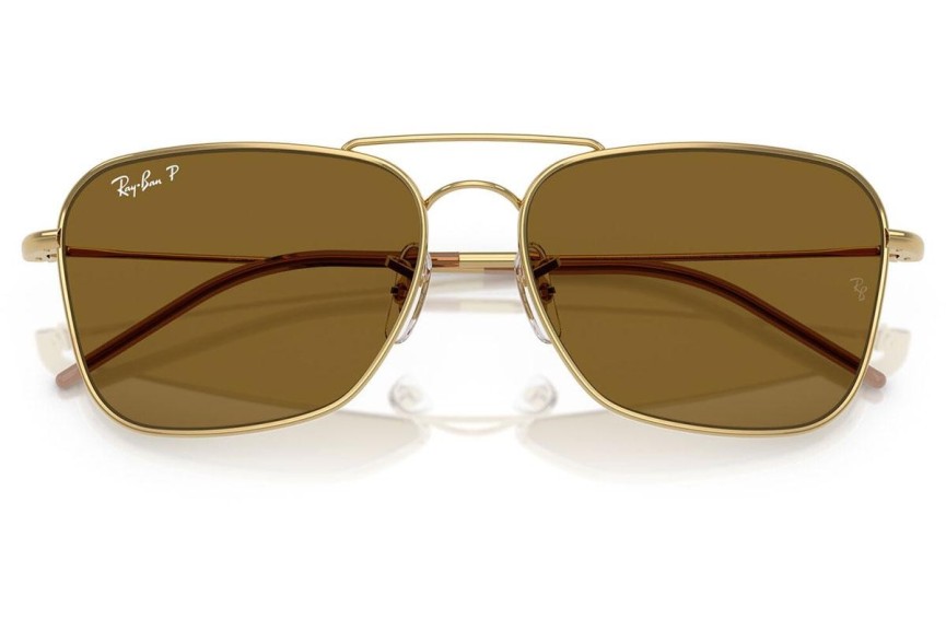 Solbriller Ray-Ban Caravan Reverse RBR0102S 001/83 Polarized Rektangulær Guld