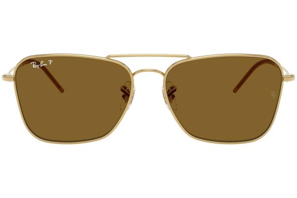 Solbriller Ray-Ban Caravan Reverse RBR0102S 001/83 Polarized Rektangulær Guld