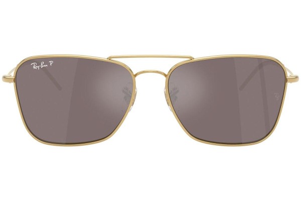 Solbriller Ray-Ban Caravan Reverse RBR0102S 001/LB Polarized Rektangulær Guld