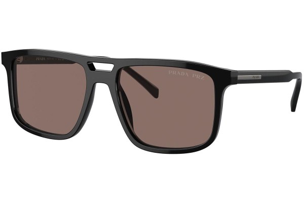 Solbriller Prada PRA22SF 16K30H Polarized Rektangulær Sort