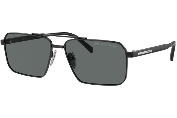 Solbriller Prada PRA57S 1AB5Z1 Polarized Rektangulær Sort