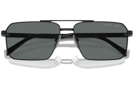 Solbriller Prada PRA57S 1AB5Z1 Polarized Rektangulær Sort